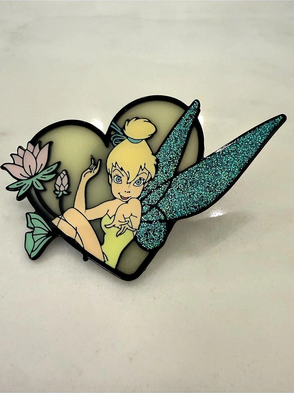 Disney BioWorld The Many Poses of Tinker Bell Stained Glass Glitter Wings Pin